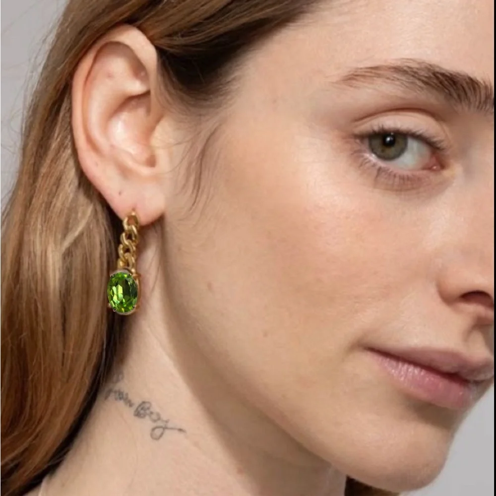 ALEXIS BITTAR • Bonbon Clear Chartreuse Crystal Small Drop Post Earrings in Gold